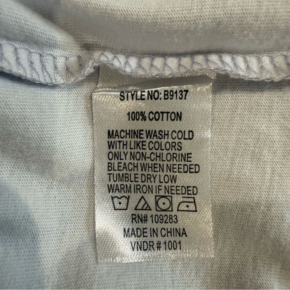 Vintage Havana Muscle Tee Top Oversized Blue With Rhinestone Butterfly Design - Picture 11 of 12